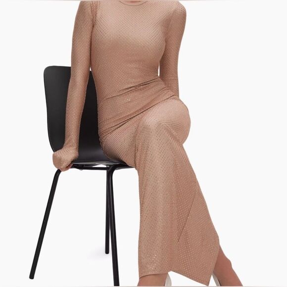 Good American Crystal Crewneck Long Sleeve Maxi Dress Plus Size 2XL - Picture 4 of 12